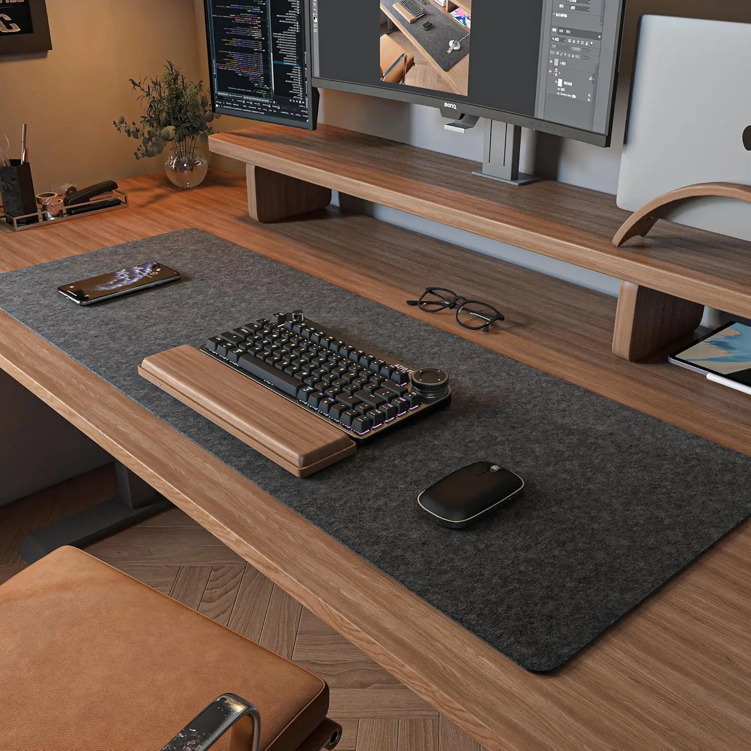 Felt Desk Mat Computer Mat for Desk(31.5x15.7Inches)